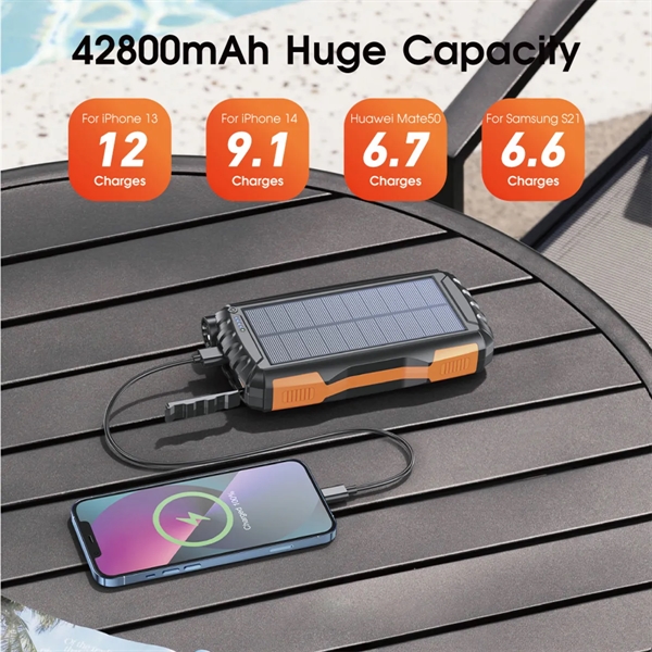 42800mAh Solar Power Bank Fast Charger Built-in Flashlight - 42800mAh Solar Power Bank Fast Charger Built-in Flashlight - Image 4 of 7