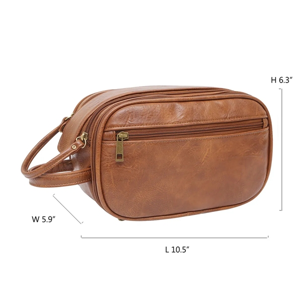 PU Leather Toiletry Bag Men Travel Large Capacity Waterproof - PU Leather Toiletry Bag Men Travel Large Capacity Waterproof - Image 1 of 9