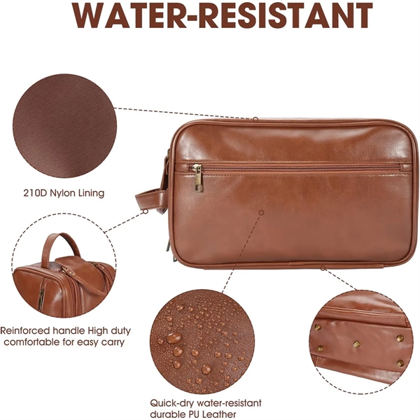 PU Leather Toiletry Bag Men Travel Large Capacity Waterproof - PU Leather Toiletry Bag Men Travel Large Capacity Waterproof - Image 3 of 9