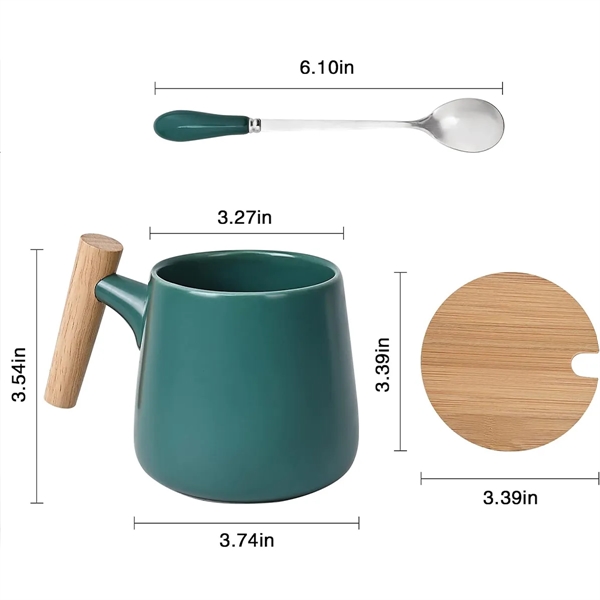 13 Oz. Ceramic Coffee/Tea Mug With Wooden Handle & Lid - 13 Oz. Ceramic Coffee/Tea Mug With Wooden Handle & Lid - Image 1 of 7