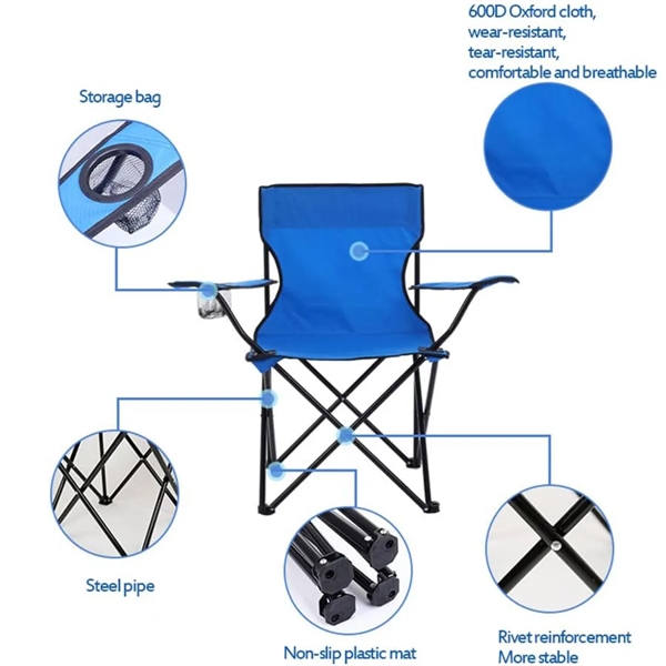 Folding Camping Chair Portable Outdoor Seat Lightweight - Folding Camping Chair Portable Outdoor Seat Lightweight - Image 2 of 8