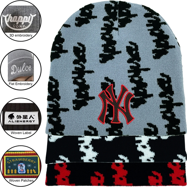 Letter Graphics Knitted Beanie - Letter Graphics Knitted Beanie - Image 0 of 7