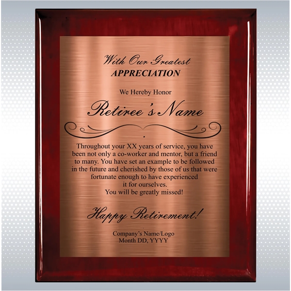 Rosewood Piano Finish Wood Plaque Retirement Gift Award - Rosewood Piano Finish Wood Plaque Retirement Gift Award - Image 3 of 19