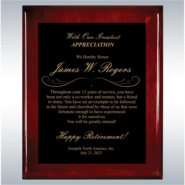 Rosewood Piano Finish Wood Plaque Retirement Gift Award - Rosewood Piano Finish Wood Plaque Retirement Gift Award - Image 5 of 19