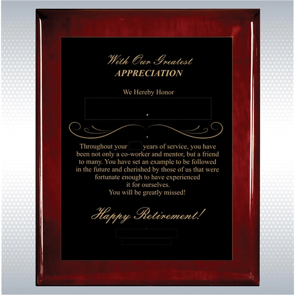 Rosewood Piano Finish Wood Plaque Retirement Gift Award - Rosewood Piano Finish Wood Plaque Retirement Gift Award - Image 6 of 19