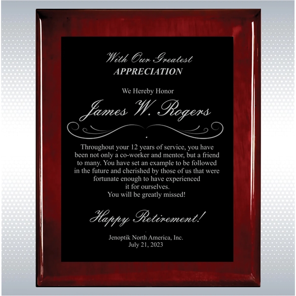 Rosewood Piano Finish Wood Plaque Retirement Gift Award - Rosewood Piano Finish Wood Plaque Retirement Gift Award - Image 9 of 19