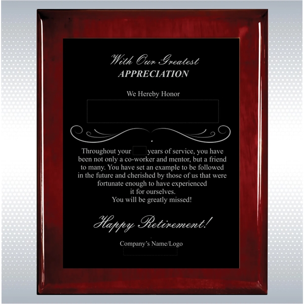 Rosewood Piano Finish Wood Plaque Retirement Gift Award - Rosewood Piano Finish Wood Plaque Retirement Gift Award - Image 10 of 19