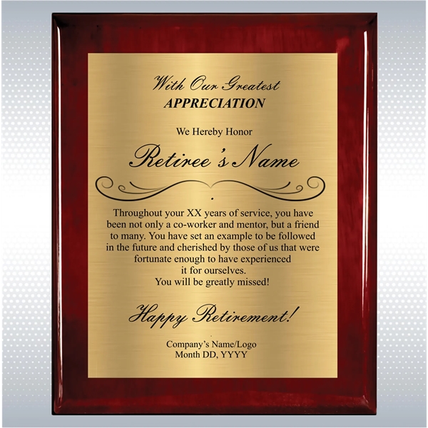 Rosewood Piano Finish Wood Plaque Retirement Gift Award - Rosewood Piano Finish Wood Plaque Retirement Gift Award - Image 15 of 19