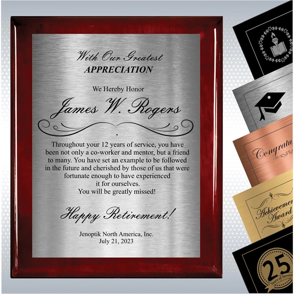 Rosewood Piano Finish Wood Plaque Retirement Gift Award - Rosewood Piano Finish Wood Plaque Retirement Gift Award - Image 16 of 19