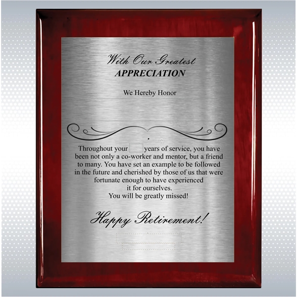 Rosewood Piano Finish Wood Plaque Retirement Gift Award - Rosewood Piano Finish Wood Plaque Retirement Gift Award - Image 18 of 19