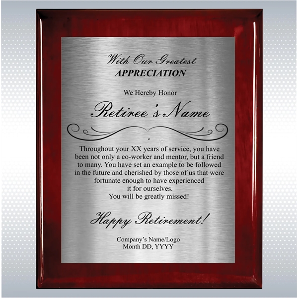 Rosewood Piano Finish Wood Plaque Retirement Gift Award - Rosewood Piano Finish Wood Plaque Retirement Gift Award - Image 19 of 19