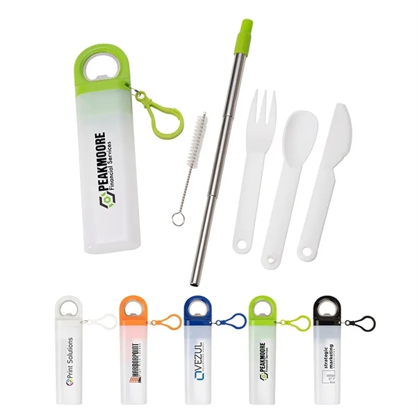Griffith 3-in-1 Metal Straw, Cutlery Set & Bottle Opener - Griffith 3-in-1 Metal Straw, Cutlery Set & Bottle Opener - Image 0 of 5