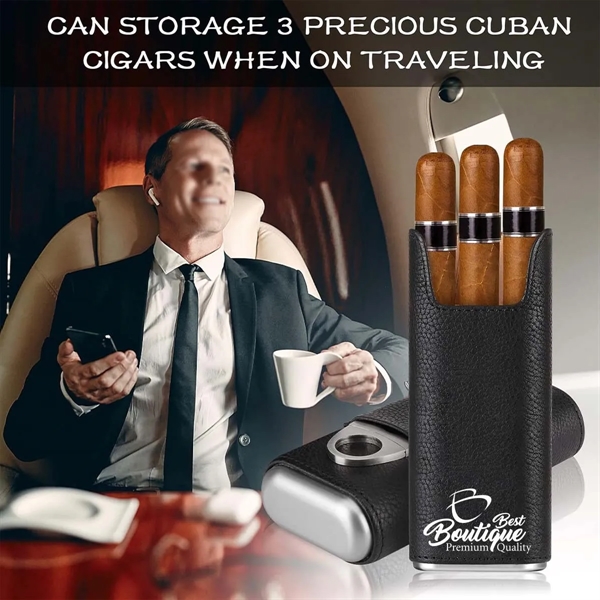 Portable Fashion Leather Cigar Case Travel Humidor for Cigar - Portable Fashion Leather Cigar Case Travel Humidor for Cigar - Image 3 of 4
