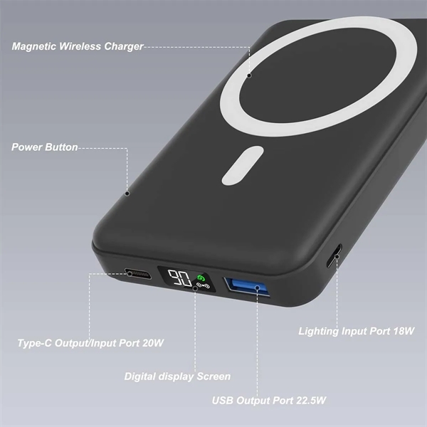 10000mAh Fast Magnetic Foldable Portable Wireless Charger - 10000mAh Fast Magnetic Foldable Portable Wireless Charger - Image 1 of 4