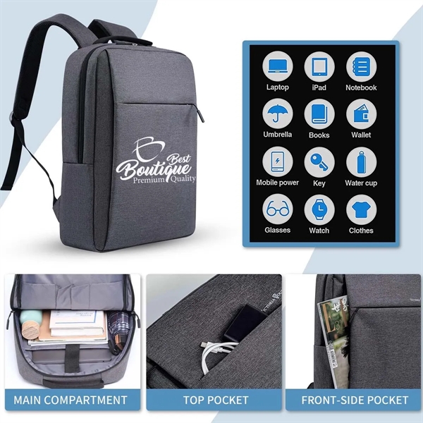 Function Water Resistant USB Charging Port Laptop Backpack - Function Water Resistant USB Charging Port Laptop Backpack - Image 4 of 4