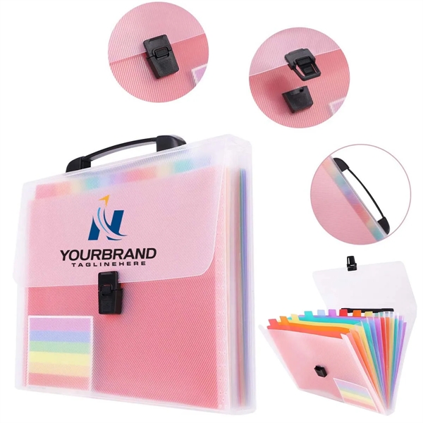 A4 13 Pockets Rainbow Expanding Accordion Handle File Folder - A4 13 Pockets Rainbow Expanding Accordion Handle File Folder - Image 0 of 5