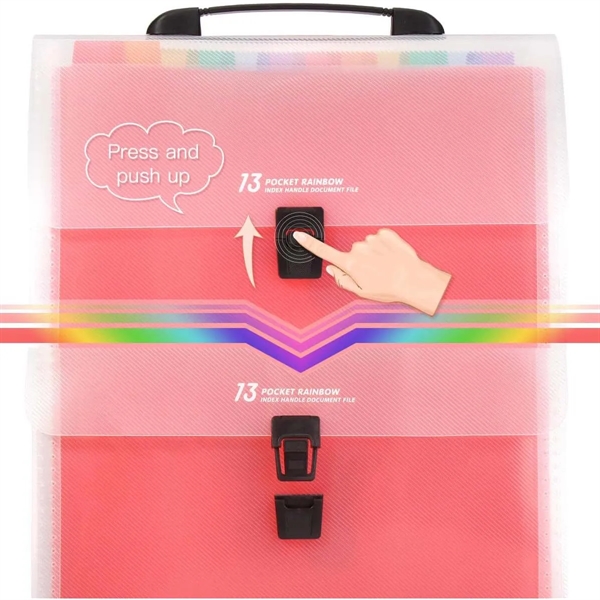 A4 13 Pockets Rainbow Expanding Accordion Handle File Folder - A4 13 Pockets Rainbow Expanding Accordion Handle File Folder - Image 2 of 5