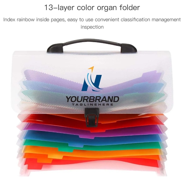 A4 13 Pockets Rainbow Expanding Accordion Handle File Folder - A4 13 Pockets Rainbow Expanding Accordion Handle File Folder - Image 3 of 5