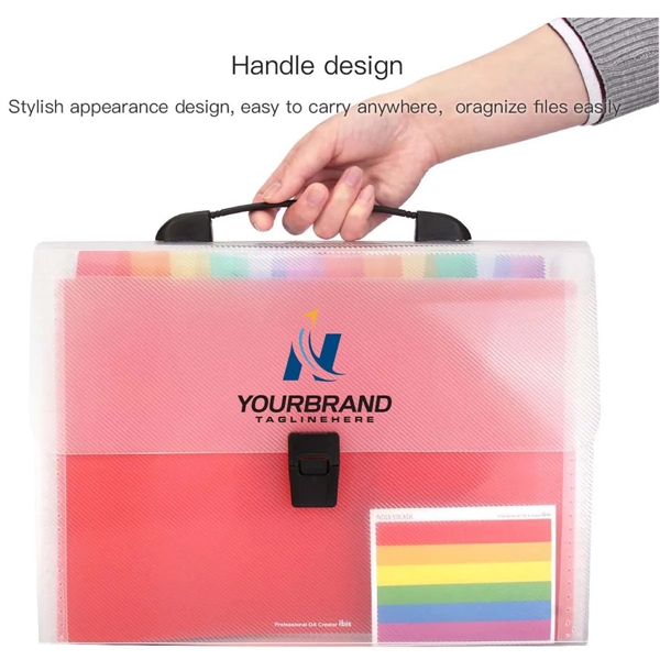 A4 13 Pockets Rainbow Expanding Accordion Handle File Folder - A4 13 Pockets Rainbow Expanding Accordion Handle File Folder - Image 4 of 5