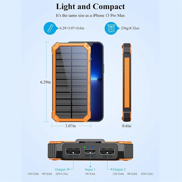 Solar Portable Wireless 20000mAh Fast Charging Power Bank - Solar Portable Wireless 20000mAh Fast Charging Power Bank - Image 1 of 6