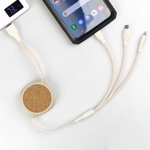 Retractable Wheat Straw Multi Charging Cable - Retractable Wheat Straw Multi Charging Cable - Image 2 of 3