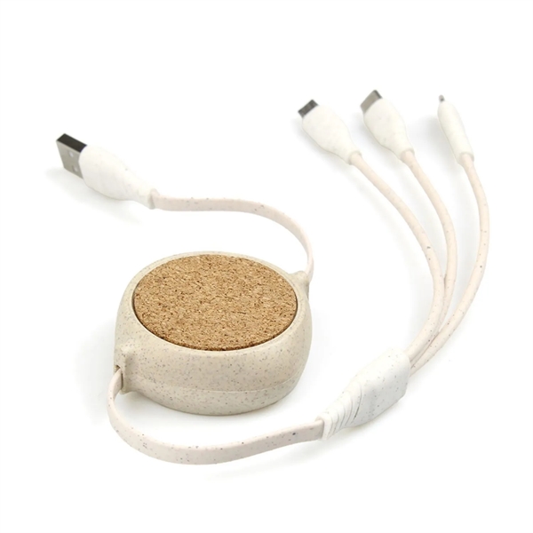 Retractable Wheat Straw Multi Charging Cable - Retractable Wheat Straw Multi Charging Cable - Image 0 of 3