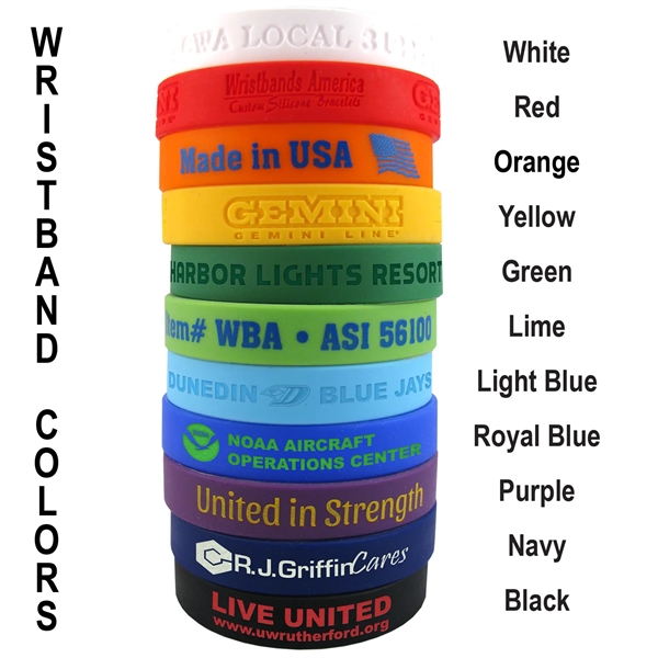 Silicone Wristband Screen Printed - Adult - Silicone Wristband Screen Printed - Adult - Image 0 of 1