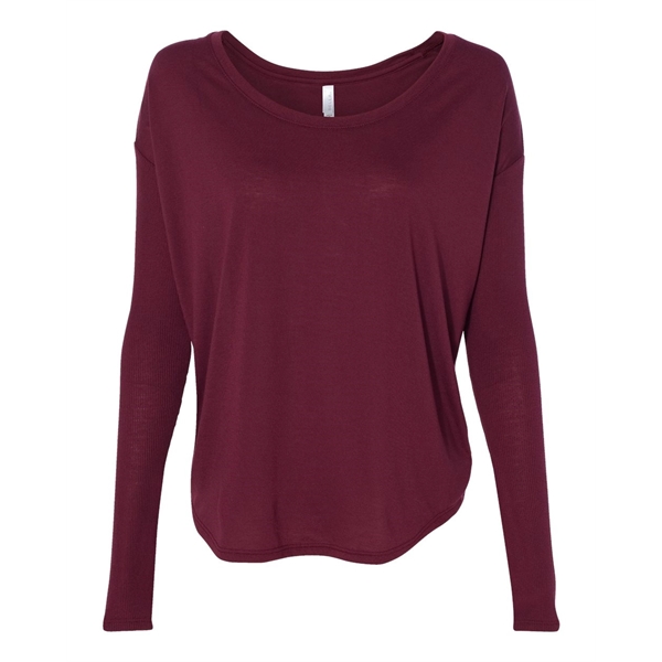 BELLA + CANVAS Women's Flowy 2x1 Ribbed Long Sleeve Tee - BELLA + CANVAS Women's Flowy 2x1 Ribbed Long Sleeve Tee - Image 10 of 21