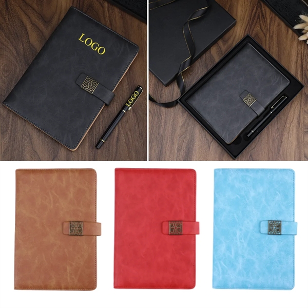 A5 Lined  Faux Leather Journal With Pen & Gift Box - A5 Lined  Faux Leather Journal With Pen & Gift Box - Image 0 of 2