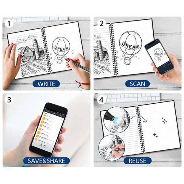 A4 Reusable Erasable Smart Notebooks With Pen - A4 Reusable Erasable Smart Notebooks With Pen - Image 1 of 3