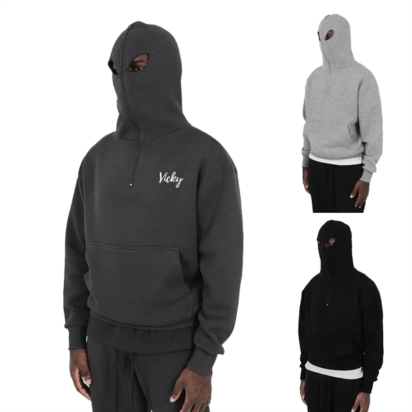 Full Face Zip Up Hoodie With Eye Holes Sweatshirt - Full Face Zip Up Hoodie With Eye Holes Sweatshirt - Image 0 of 5