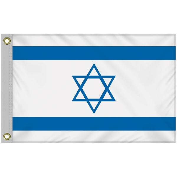 Israel 2' x 3' Promotional Poly Flag w/ Heading & Grommets - Israel 2' x 3' Promotional Poly Flag w/ Heading & Grommets - Image 0 of 1