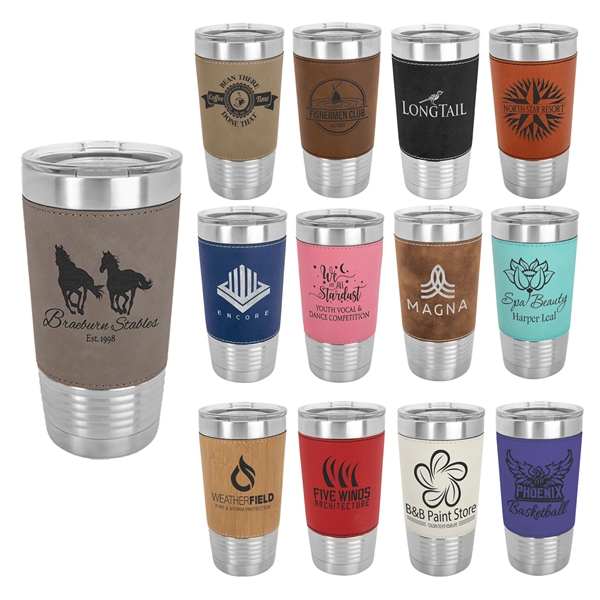 Polar Camel 20oz Leatherette/Stainless Steel Tumblers - Polar Camel 20oz Leatherette/Stainless Steel Tumblers - Image 0 of 29