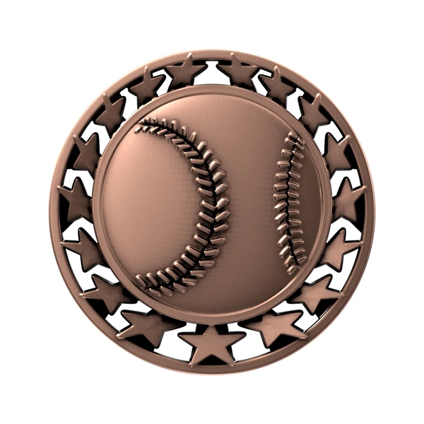 2 1/2" Baseball Star Medallion - 2 1/2" Baseball Star Medallion - Image 3 of 7