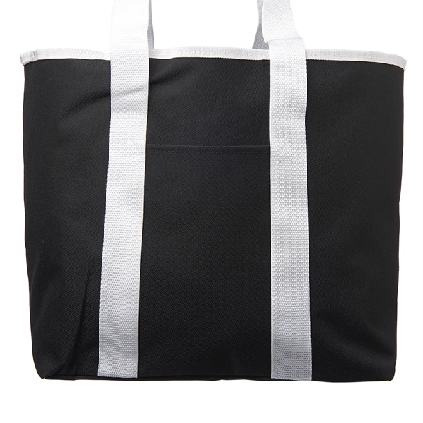 Large Polyester Shopping Tote Bag W/ Handles - Large Polyester Shopping Tote Bag W/ Handles - Image 3 of 4