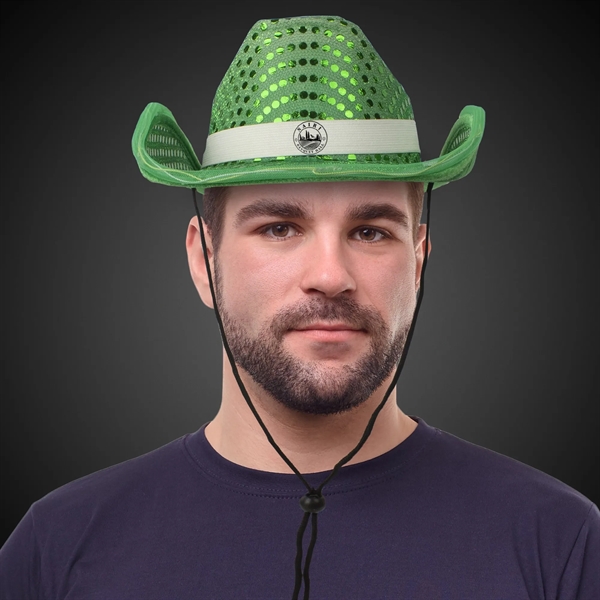 Green Light Up Sequin Cowboy Hat - Green Light Up Sequin Cowboy Hat - Image 0 of 3