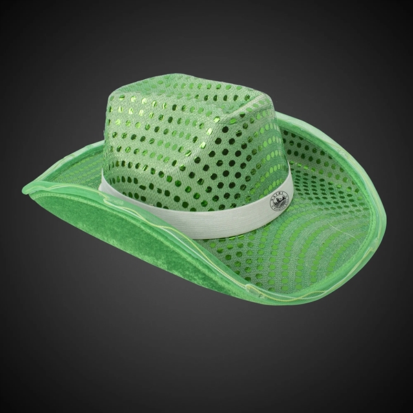 Green Light Up Sequin Cowboy Hat - Green Light Up Sequin Cowboy Hat - Image 3 of 3