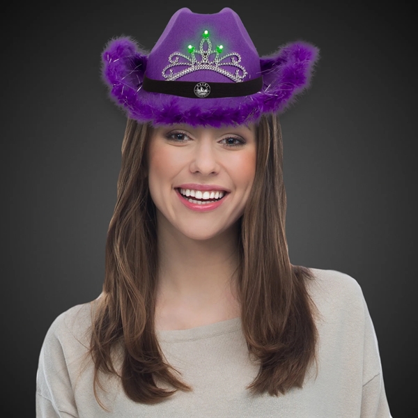 Purple Light Up Cowboy Hat w/ Tiara and Feather - Purple Light Up Cowboy Hat w/ Tiara and Feather - Image 2 of 3