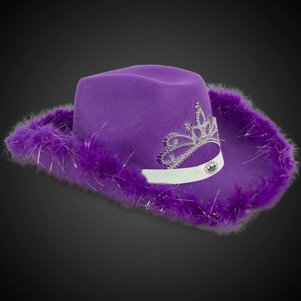 Purple Light Up Cowboy Hat w/ Tiara and Feather - Purple Light Up Cowboy Hat w/ Tiara and Feather - Image 3 of 3