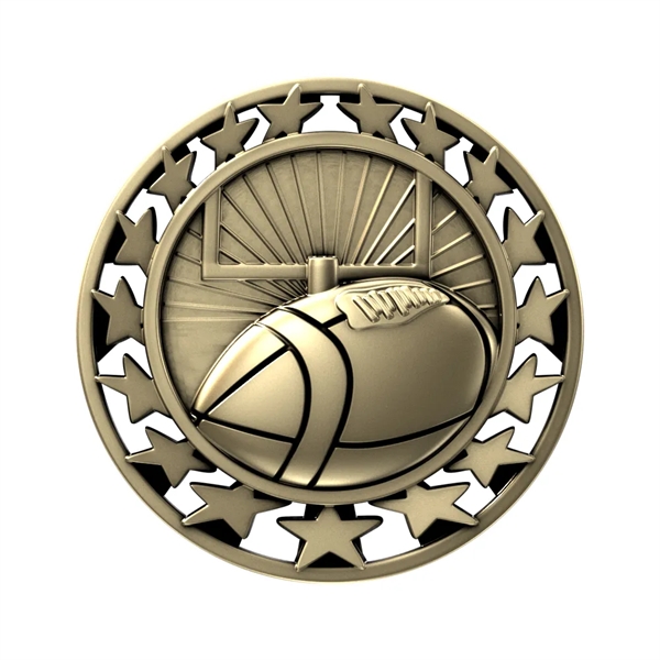 2 1/2" Football Star Medal - 2 1/2" Football Star Medal - Image 0 of 7