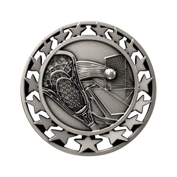 2 1/2" Lacrosse Star Medal - 2 1/2" Lacrosse Star Medal - Image 4 of 7