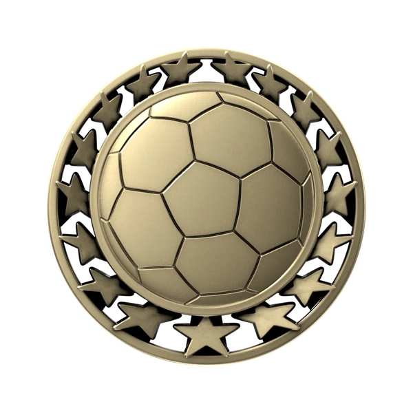 2 1/2" Soccer Star Medal - 2 1/2" Soccer Star Medal - Image 0 of 7