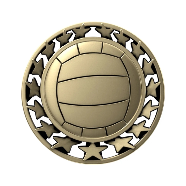 2 1/2" Volleyball Star Medal - 2 1/2" Volleyball Star Medal - Image 0 of 7