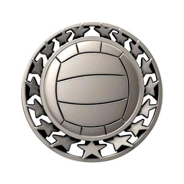 2 1/2" Volleyball Star Medal - 2 1/2" Volleyball Star Medal - Image 4 of 7