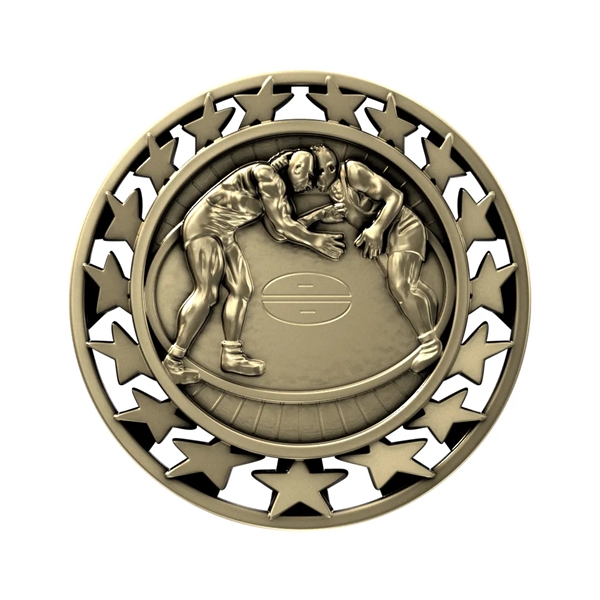 2 1/2" Wrestling Star Medal - 2 1/2" Wrestling Star Medal - Image 0 of 7