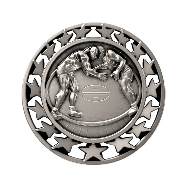 2 1/2" Wrestling Star Medal - 2 1/2" Wrestling Star Medal - Image 4 of 7