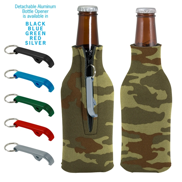 Zippered Bottle Coolie™ With Opener - Zippered Bottle Coolie™ With Opener - Image 4 of 27