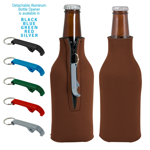 Zippered Bottle Coolie™ With Opener - Zippered Bottle Coolie™ With Opener - Image 6 of 27