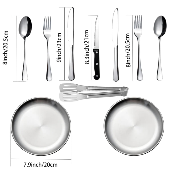 Custom Portable Stainless Steel Picnic Camping Utensil Set - Custom Portable Stainless Steel Picnic Camping Utensil Set - Image 2 of 3