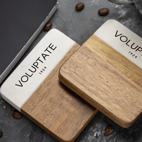 2 Pc. Acacia Wood & Marble Coaster Set - 2 Pc. Acacia Wood & Marble Coaster Set - Image 1 of 3